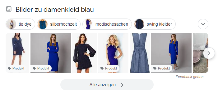 Mit Bilder-SEO bringen Sie Fotos und Grafiken in die Suchergebnisse bilder seo google bildersuche serp damenkleid blau